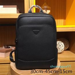 men's black leather backpack fashion leisure office sports outdoor fitness waterproof large-capacity bags