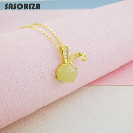 925 sterling silver necklace for women rabbit shaped jade pendant necklace fine jewelry