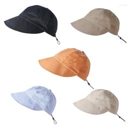 Wide Brim Hats 652F Adult Drawstring Hat Foldable Bucket Quick-drying For Outdoor