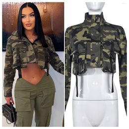 Women's Jackets Fashion Casual Women Camouflage Jacket Coat Drawstring Streetwear Turn Down Collar Full Sleevel Clothes For Winter Outfit