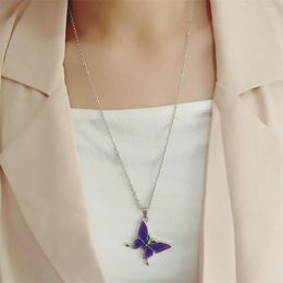 Necklace Earrings Set Butterfly Shaped Mood Can Change The Color And Adjustable Of Decors