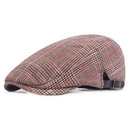 High Quality Newsboy Gatsby Hat Cabbie Driver Newsboy Ivy Cap 100 % Cotton Plaid Men Women Young Artistic Berets256t