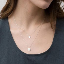 Pendant Necklaces Visunion 316L Stainless Steel Necklace Wafer Minimal Simple Fresh Allergy Free Rose Gold Colour JewelryPendant