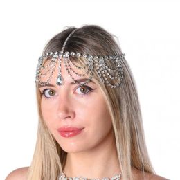 Bling Crystal Hairband Adjustable Hair Clip Hair Pin Chain For Bride Wedding Full Rhinestone Barrette Hairgrip Headband Accessories Head Wear Headdress Jewellery