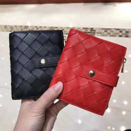 2021 spring design new wallet top quality Luxury genuine crochet leather short woman's purse with card holder Zipper coin poc3179