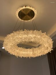 Pendant Lamps Light Luxury Crystal Ring Chandelier Restaurant Creative Circle Living Room Lighting Fashion Decorative