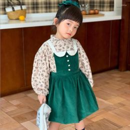 Girl Dresses Xmas Kids For Girls Clothes Autumn Winter Sleeveless Green Corduroy Costumes Toddler Party Wedding Clothing Children