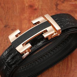 Belts Men Belt Fashion Leather Crocodile Pattern Automatic Buckle H Men's And Frosted 3.5cm