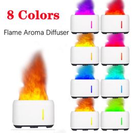 Humidifiers 8 Colours Remote Control Flame Effect Air Humidifier Electric Aromatherapy Diffuser Simulation Fire 200ML Flame Humidifier C2