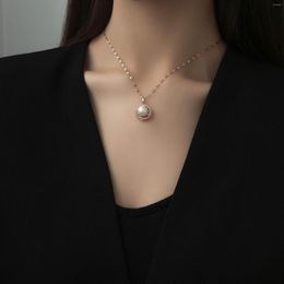 Pendant Necklaces Korean Fashion Luxury Crystal Pearl Choker Necklace For Women Exquisite Stainless Steel Clavicle Chain Jewelry Wholesale