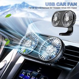 Humidifiers Car Air Vent Mounted USB Dual Fan Cooling Fan For Car Air Outlet Backseat 360° Rotatable Vehicle With 3 Speed