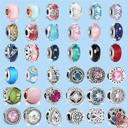 925 sterling silver charms for pandora Jewellery beads Colourful Murano Glass amp Zirconia DIY fine Beads