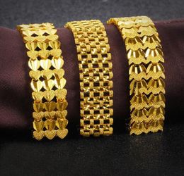 MEN 24K Brass GOLD BRACELET Fashion Men Gold Bracelet 15mm Sand Gold Jewelry
