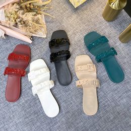 Woman Rubber Pool Slides Slippers Waterfront Flat Sandals Casual Beach Summer Mules Black White Red Green