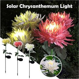 Lawn Lamps Solar Chrysanthemum Outside Garden Light IP65 Waterproof Flowers Pathway Patio Yard Wedding Holiday Decoration