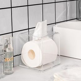 Organization Transparent Acrylic Tissue Box Desktop Napkin Storage Box Case Nordic Roll Paper Toilet Paper Holder Bathroom Face Towel Box