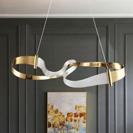 Chandeliers Modern Acrylic Chandelier Led Gold Streamer Postmodern Italian Design Lamp Living Room Kitchen Island Indoor