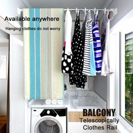 Organization Telescopically Curtain Bar Wardrobe Clothes Rail Stainless Steel Drying Rack Towel Hangs Bar Shower Curtain Rod Support Pole