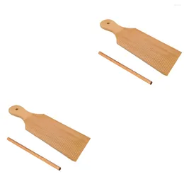 Baking Tools 2 Sets Board Gnocchi Making Rolling Pastry Dough Wooden Spaghetti Noodle Roller Kitchen Gadgets