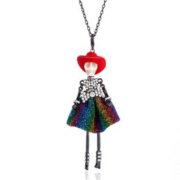 Pendant Necklaces Rhinestone Bowtie Yarn Dress Skull Doll Neclace Long Chain Hat Girl Choker For Women Halloween Party Jewelry
