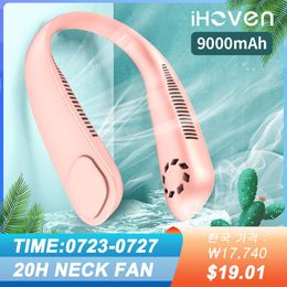 Fans iHoven Portable Hanging Neck Fan Bladeless Fan Wearable Neckband Leafless Fan USB Rechargeable Fan Air Cooler Mini Necklace Fan