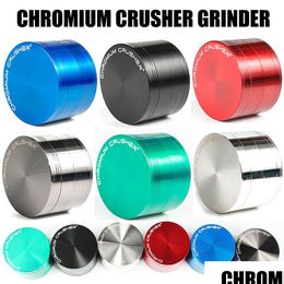 Smoking Pipes Chromium Crusher Metal Zinc Alloy Grinders Herb 4 Layer Parts 40Mm 50Mm 55Mm 6M Od Tobacco 6 Colors Dhs Drop Delivery Dh47O