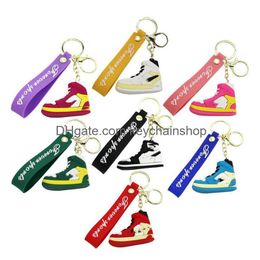 Key Rings Designer Sneaker Keychain Birthday Party Gift Sile Creative 3D Sports Shoes Ring Bag Pendant Decoration 7 Colours Drop Deli Dho3L