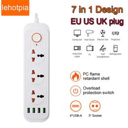 Chargers EU US UK Outlet Power Strip With Extension Cord USB Port Smart Home Universal Plug Electrical Socket For Computer Phone Charger