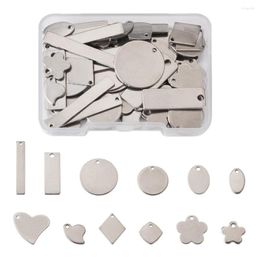 Charms 72pcs/Box 201 Stainless Steel Stamping Blank Tag Pendants Mixed Shapes For DIY Handmade Jewelry Making Necklace Accessories