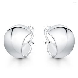 Hoop Earrings 925 Sterling Silver Glossy Small Fashion Woman Glamour Jewelry Engagement Gift