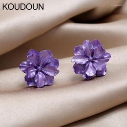 Stud Earrings Super Fairy Female Simple Flower Trendy Purple Series Forest Small Fresh Jewellery