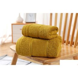 Towel Longstaple Cotton Bathroom Sets Yellow 1 Bath Towels Hand Soft Highly Absorbent Shower Beach Adt Drop Delivery Home Garden Text Dh6Mr