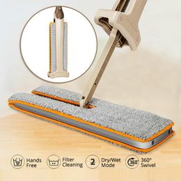 Mops Self-Wringing Double Sided Flat Mop Lazy Double-Sided Flat Mop Telescopic Comfortable Hands-Free Washable Floor Cleaning Tool 230512