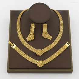 Necklace Earrings Set Brazilian Chain Jewelry 18K Gold Color Knot Choker And For Party Charm Bracelet Ring Punk Luxury