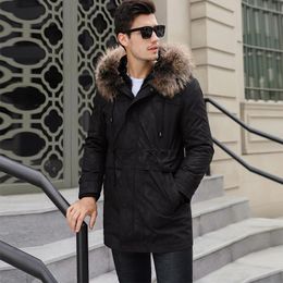Men's Leather & Faux Real Fur Coat Men Mink Winter Jacket Raccoon Collar Jackets Plus Size Mens Clothing 2023 SF-6797 YY1071