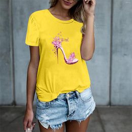 Women's T Shirts Women's Shirt Fashion High Heels Printed T-shirt Summer Short-sleeved Tshirt Tops Clothes Female Harajuku Tee Ladies