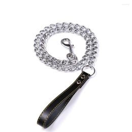 Dog Car Seat Covers Anti-Bite Pet Iron Chain Leads Stainless Steel Leash PU Leather