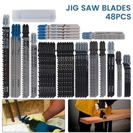Parts 48 Pcs HSS Jig Saw Blade Set TShank JigSaw Blades Metal Steel Wood Assorted Saw Blades Woodworking Cutting Tools T118AT344D