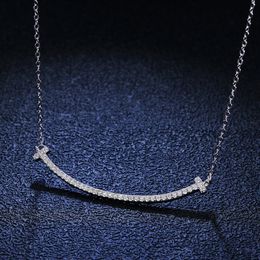 Necklace For Women Moissanite Diamond 1ct Smile Design 925 Sterling Silver Necklace Pendant Clavicle Chain Jewellery Accessories