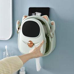 Organization Paper Reel Box Storage Napkin Holder Toilet Hole Free Waterproof Tissue Boxes Wall Mounted Sanitary Carton Kitchen Organization