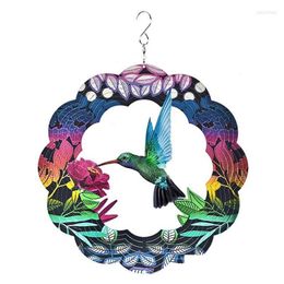 Decorative Objects Figurines 3D Rotating Wind Chimes Garden Art Spinner Decorations Bird Metal Outdoor Hanging Ornaments Drop Deli Dhob2