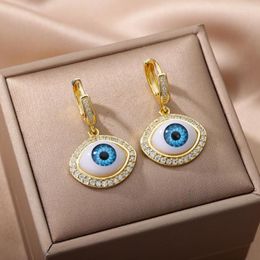 Hoop Earrings The Eye Of Evil For Women Zircon Crystal Ear Ring Vintage Female Jewellery Brincos