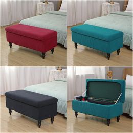 Chair Covers Polar Fleece Storage Ottoman Cover Rectangular Foldable Footstool Bench Stool Furniture Protector Sofa Footrest Slipcover