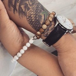 Strand Couple Set Volcano Stone Tiger Eye Bracelet Men And Women Elastic Rope Yoga Vintage Charm Jewellery Gift