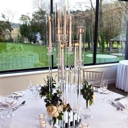 Candle Holders 10pcs)Tall Candelabra Holder Acrylic Crystal Candletick Flower Stand Wedding Table Centrepieces Yudao90