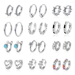 Hoop Earrings 925 Sterling Silver Exquisite Zircon Small French Fashion Jewellery Gifts For Female Charm