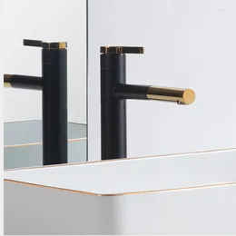 Bathroom Sink Faucets Modern Light Luxury Above Counter Basin Pull-out Swivel Faucet Black Gold High Rod And Cold All Copper