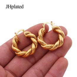 Hoop Earrings African 24K Gold Plated Earings Piercing Hoops Ear Rings Jewelry Unusual Piercings For Women Wedding Gifts & Huggie