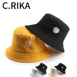 Summer Fashion Men Women Little Daisy Cotton Double-sided Bucket Hat Bob Sunscreen Sun Cap hio hop Fisherman Hat Panama197r