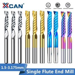 Frees XCAN End Mills 10pcs 2x8mm 3.175 shank Single Flute Spiral Router Bits for Cut Wood/Plastic 1 Flute CNC Milling Cutter